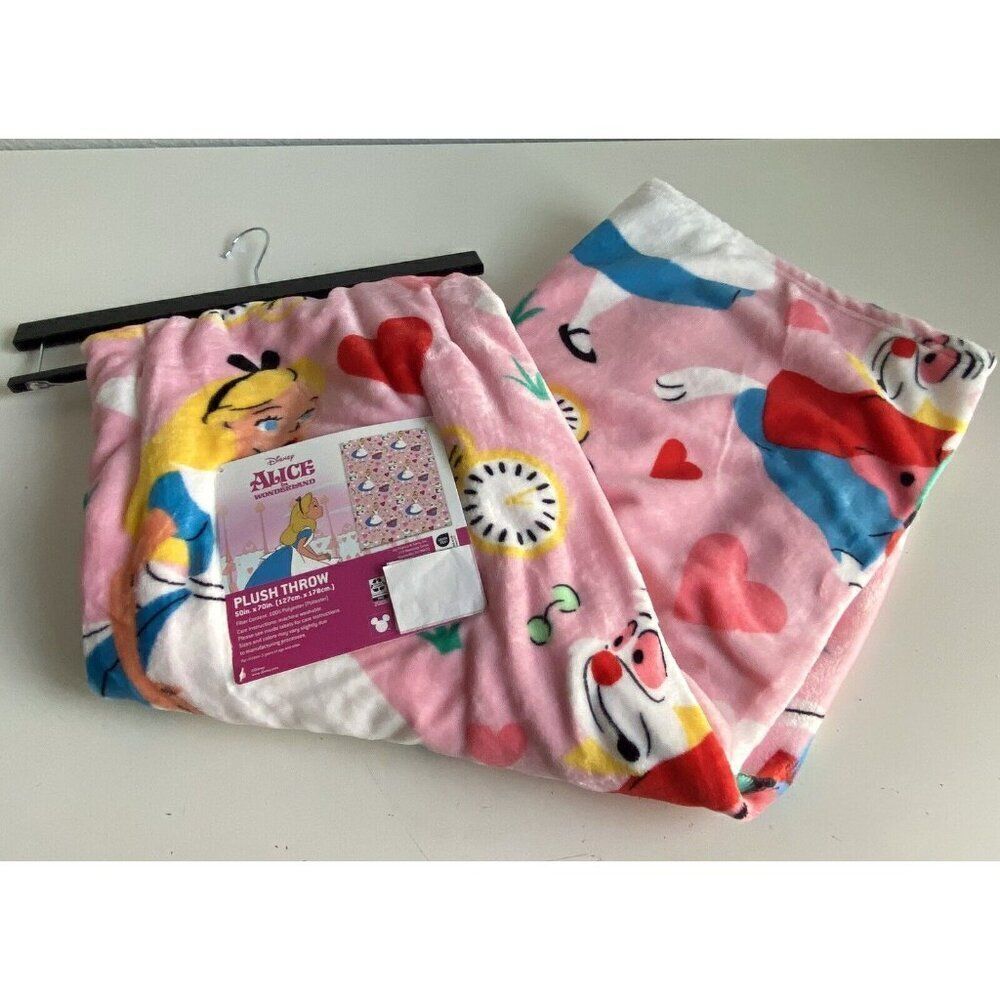 Disney Alice In Wonderland Throw Blanket Valentines Day 50 X 70”‎ White Rabbit